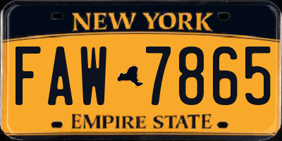 NY license plate FAW7865