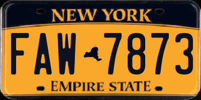 NY license plate FAW7873