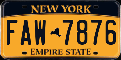 NY license plate FAW7876