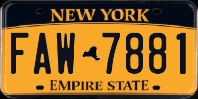NY license plate FAW7881