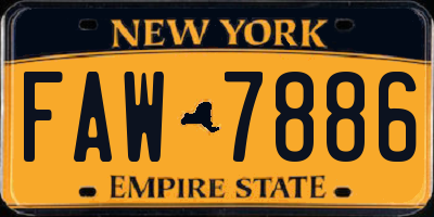NY license plate FAW7886