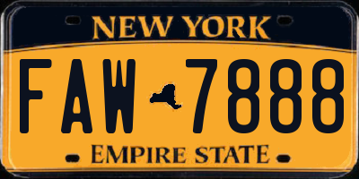 NY license plate FAW7888