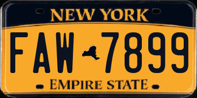 NY license plate FAW7899