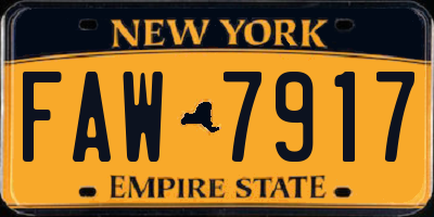 NY license plate FAW7917