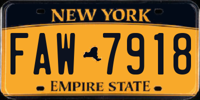 NY license plate FAW7918