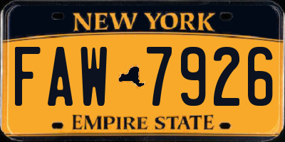 NY license plate FAW7926