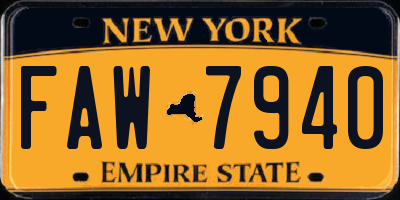 NY license plate FAW7940