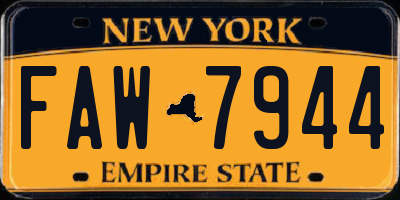 NY license plate FAW7944