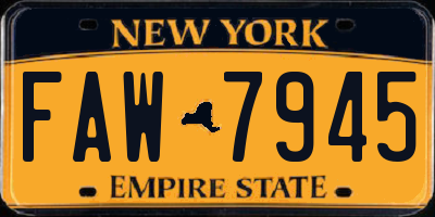 NY license plate FAW7945