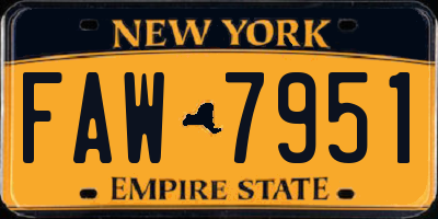 NY license plate FAW7951