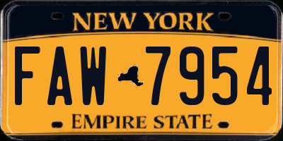 NY license plate FAW7954
