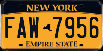 NY license plate FAW7956