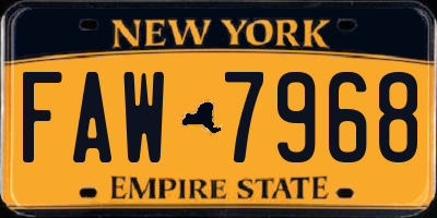 NY license plate FAW7968
