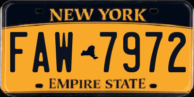 NY license plate FAW7972