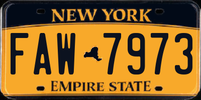 NY license plate FAW7973