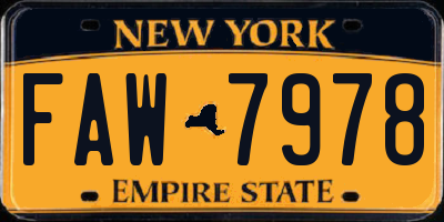 NY license plate FAW7978
