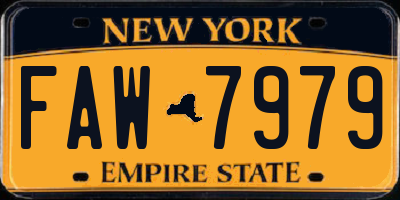 NY license plate FAW7979