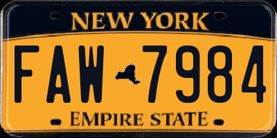 NY license plate FAW7984