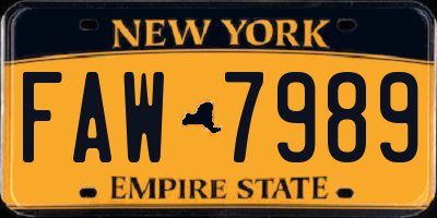 NY license plate FAW7989