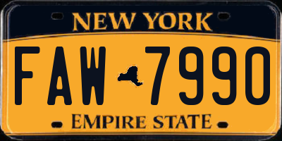NY license plate FAW7990
