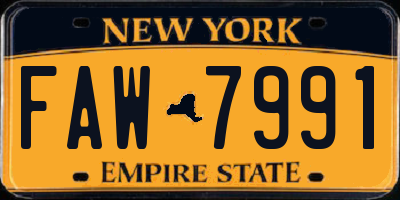 NY license plate FAW7991