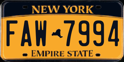 NY license plate FAW7994