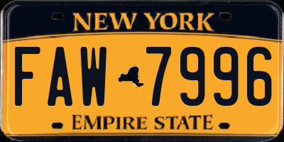 NY license plate FAW7996