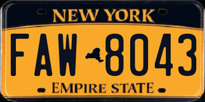 NY license plate FAW8043