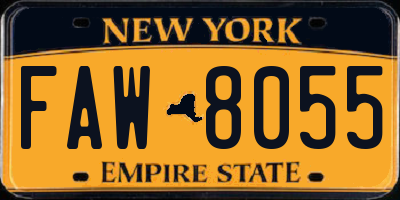 NY license plate FAW8055