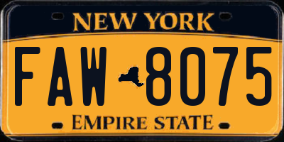 NY license plate FAW8075