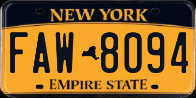 NY license plate FAW8094