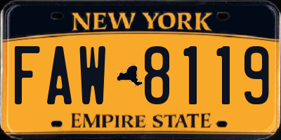 NY license plate FAW8119