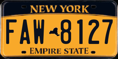 NY license plate FAW8127