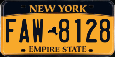 NY license plate FAW8128