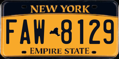 NY license plate FAW8129