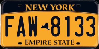NY license plate FAW8133