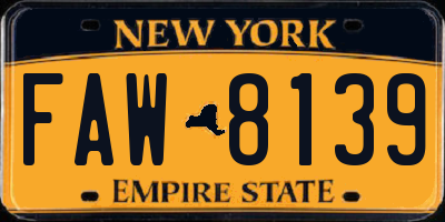 NY license plate FAW8139
