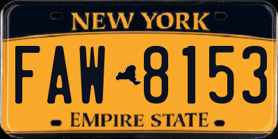 NY license plate FAW8153