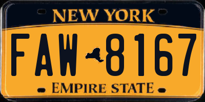 NY license plate FAW8167