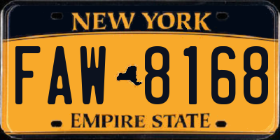 NY license plate FAW8168
