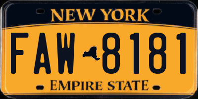 NY license plate FAW8181