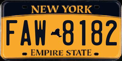 NY license plate FAW8182