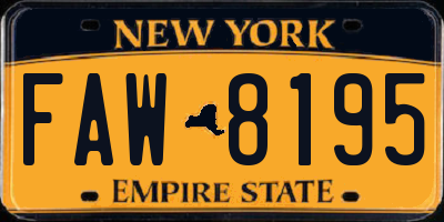 NY license plate FAW8195