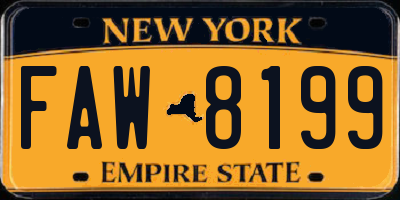 NY license plate FAW8199