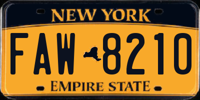 NY license plate FAW8210