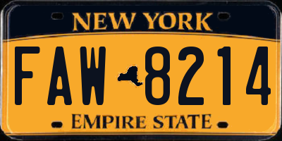 NY license plate FAW8214
