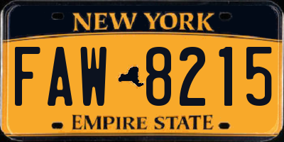 NY license plate FAW8215