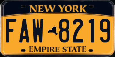 NY license plate FAW8219
