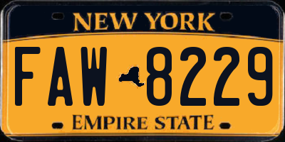 NY license plate FAW8229
