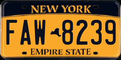 NY license plate FAW8239